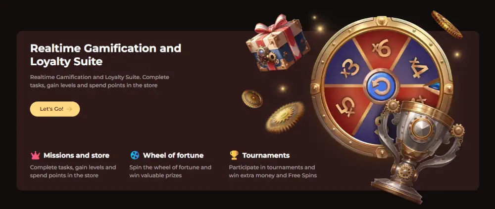 Conjunto de gamificação em tempo real Vinci Spin com roda da fortuna e recompensas de fidelidade